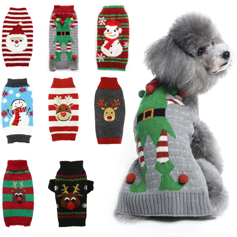 Winter Dog Clothes Christmas Holiday Sweater Chihuahua Teddy Outfit Coat for Small Medium Large Dog and Cat Autumn Warm