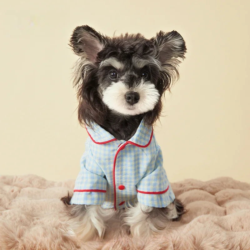 2025 Summer Dog Clothes Pet Plaid Loungewear Comfort Maltese Bigbear Schnauzer