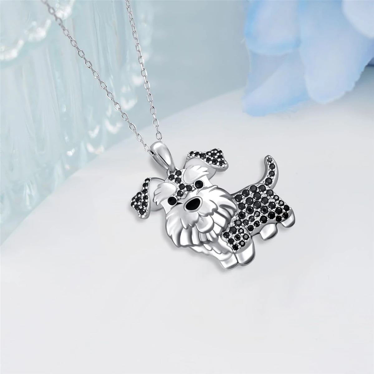 Cute Cartoon Tonguing Schnauzer Pendant Necklace for Women Fashion Ladies Puppy Animal Party Jewelry Accessories Dog Lovers Gift