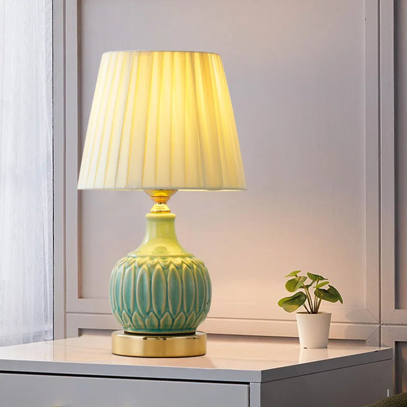For Touch American ceramic desk lamp bedroom bedside lamp dimming ins lamp