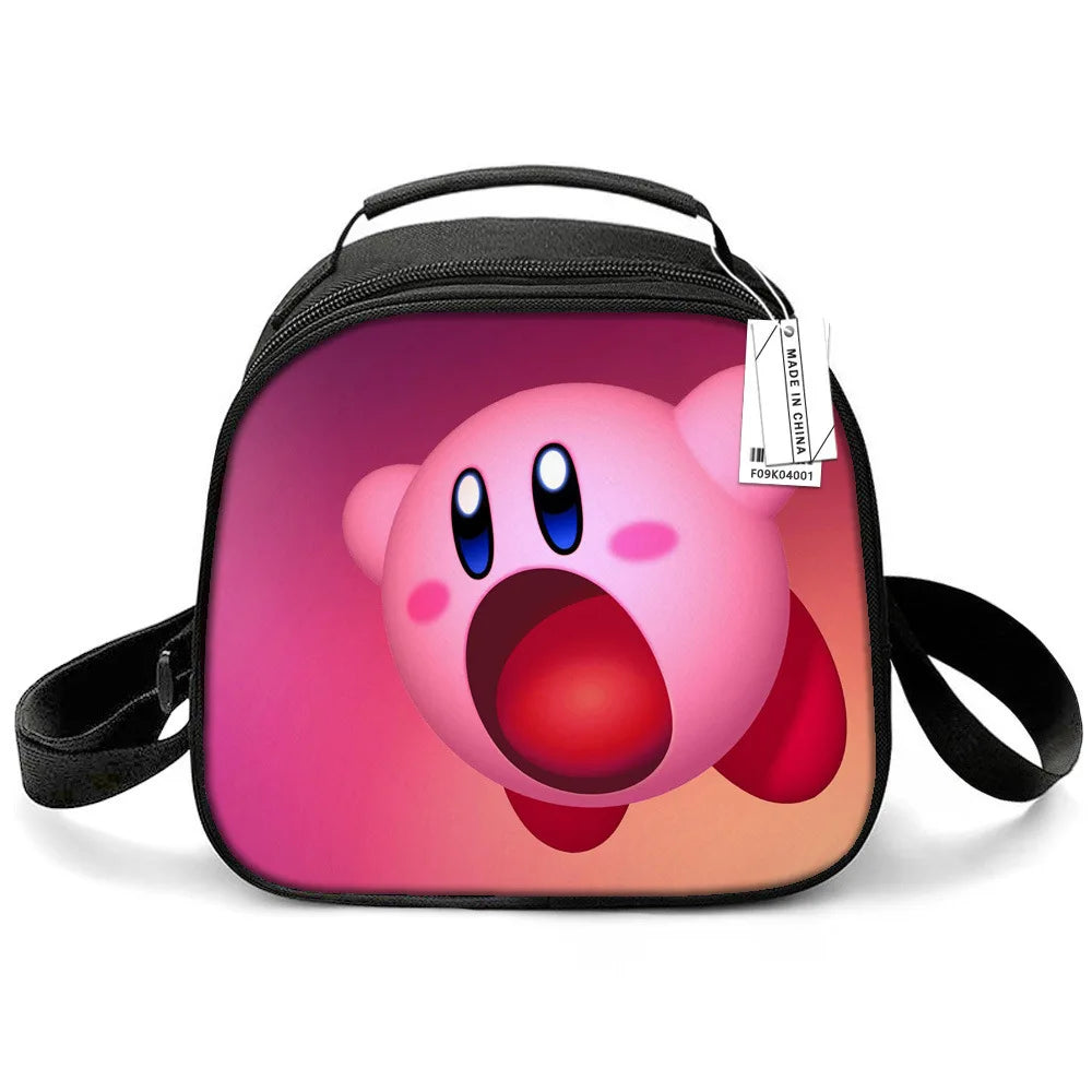Kirby Game Cute Cartoon Print Insulated Lunch Bag Portable Meal Container Thermal Bag Tote Picnic Lunch Box