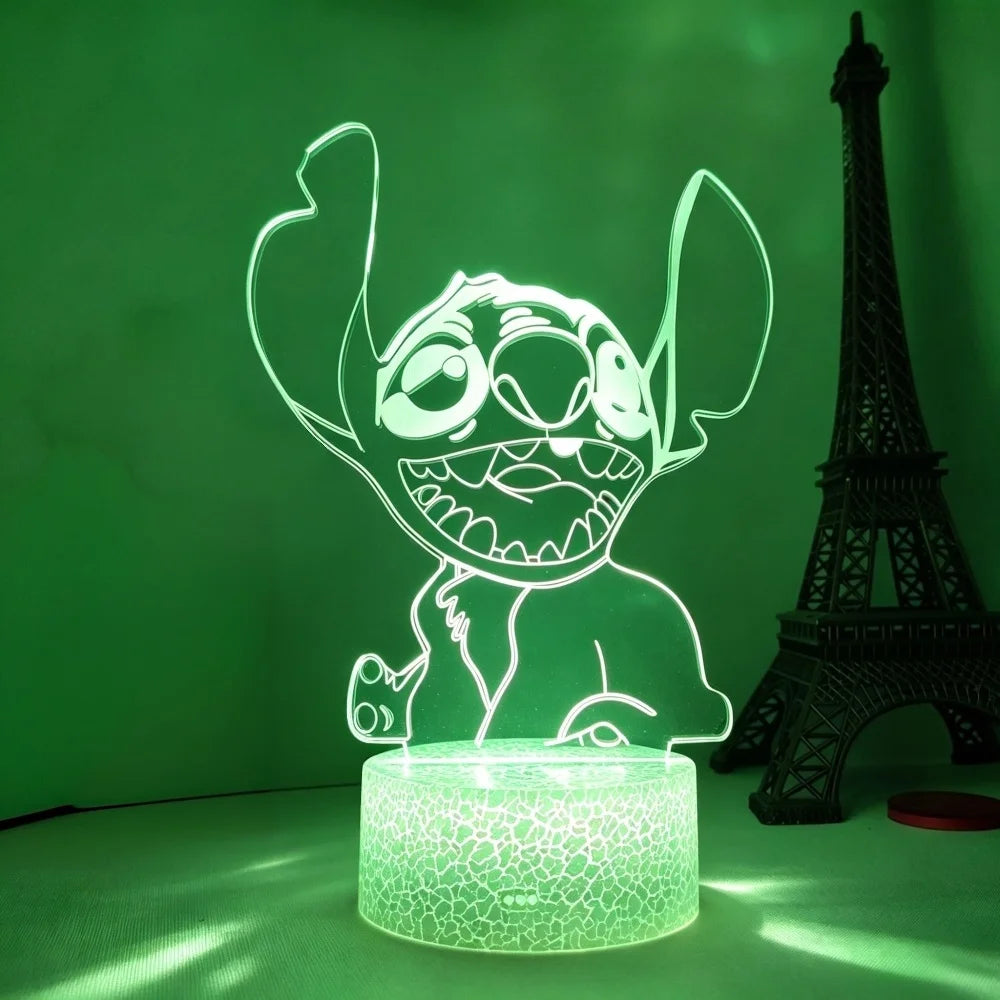Lilo & Stitch 3D LED Night Light 7/16 Color Smart Touch Room Decor Bedside Night Light Birthday Valentine's Day Christmas Gift