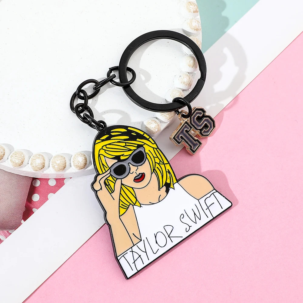 Taylor Fashion Music Pop Singer Metal Enamel Cartoon Fashion Pendant Keychain Movie Novel Badges Friends Gifts