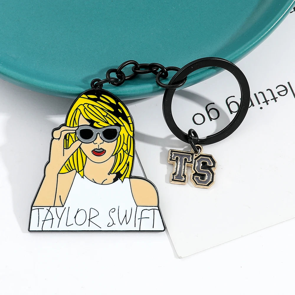 Taylor Fashion Music Pop Singer Metal Enamel Cartoon Fashion Pendant Keychain Movie Novel Badges Friends Gifts