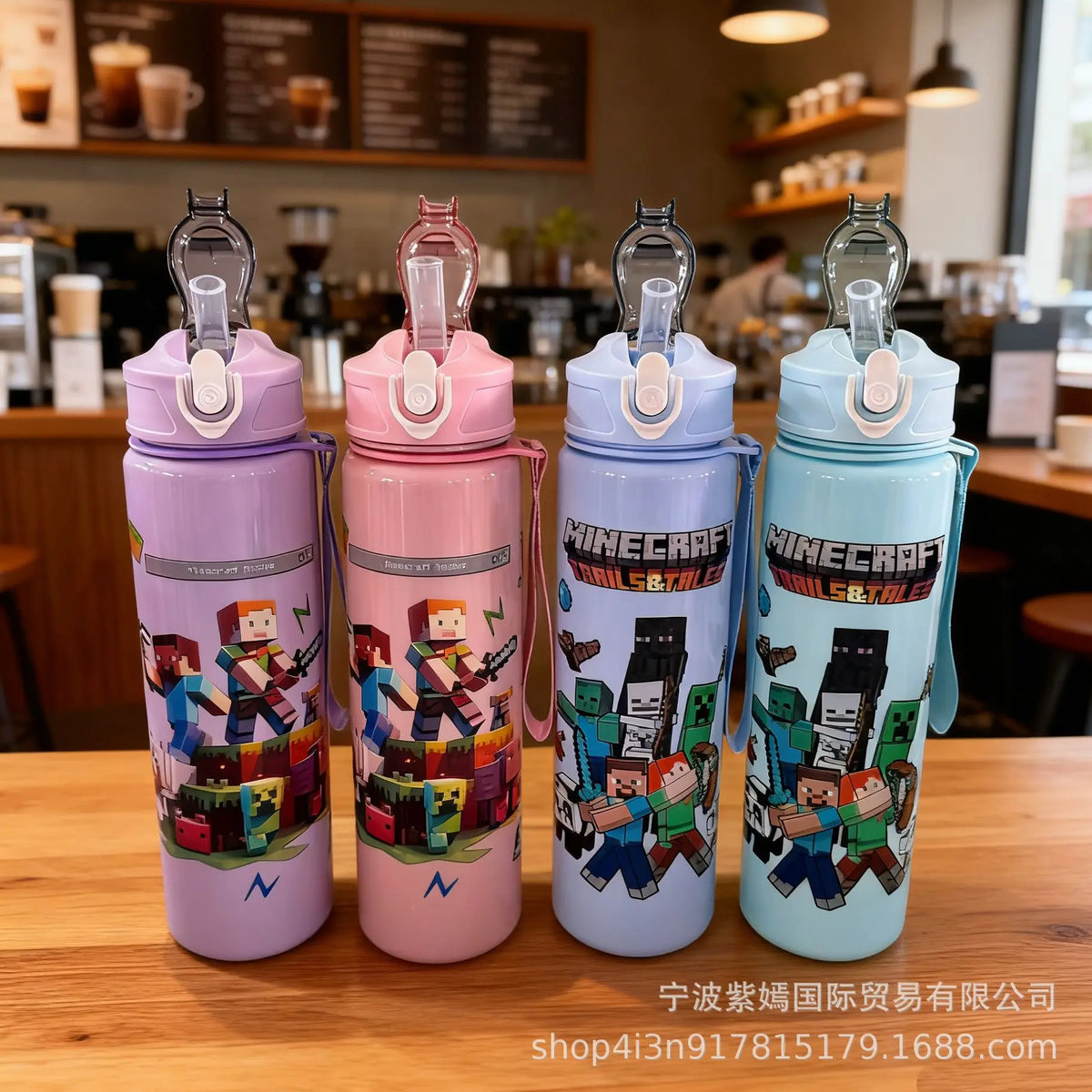750ml Minecraft Water Cup Bottles High-capacity Drinking Straw Cup Portable Sports Outdoor Bottles Office School Gift