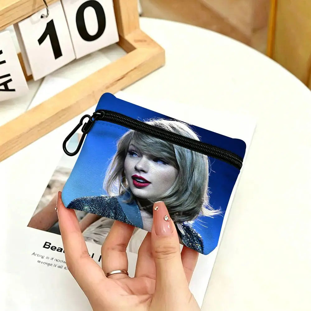 Singer T-Taylor-S-Swift-ES T-TTPD Oxford Fabric Mini Wallet Smooth Zipper Hanging Design Multi-use Small Storage Bag For Travel