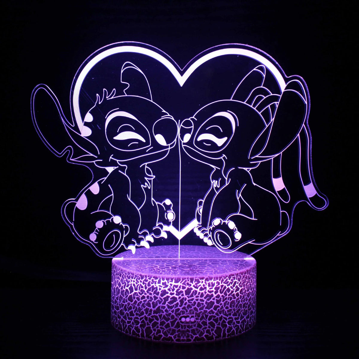 Lilo & Stitch 3D LED Night Light 7/16 Color Smart Touch Room Decor Bedside Night Light Birthday Valentine's Day Christmas Gift