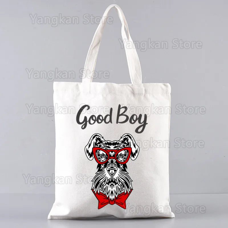 Schnauzer Ladies Handbags Cloth Women Female Foldable Canvas Shoulder Bag Canvas Tote Eco Shopping Bag Canvas Tote Bag Casual