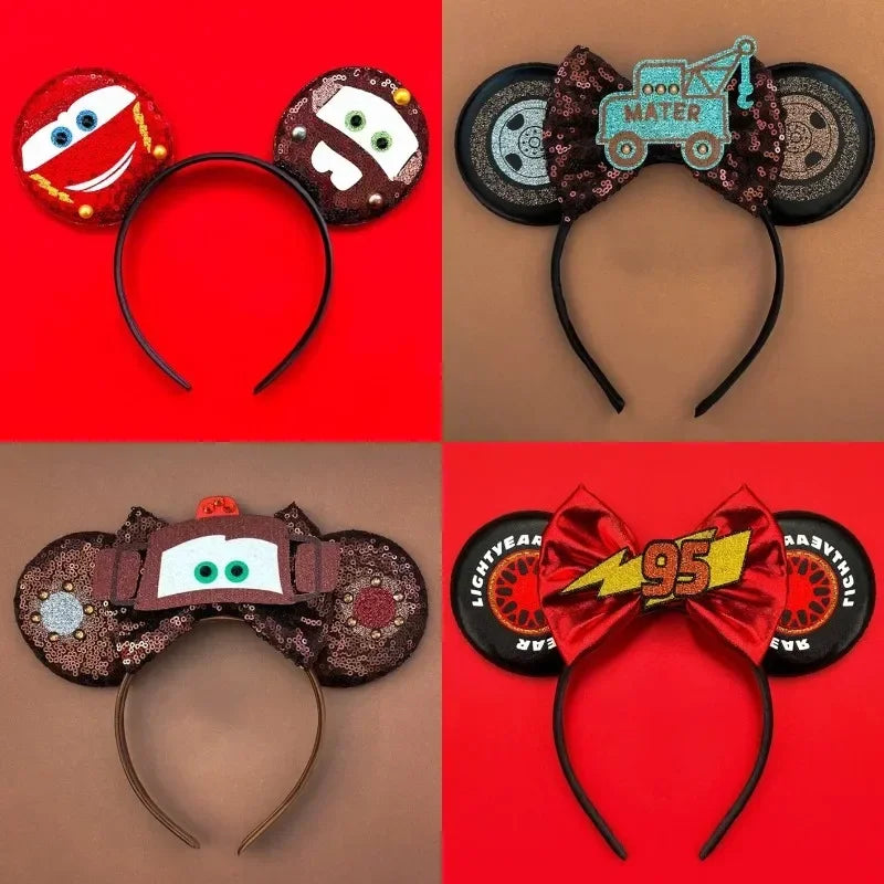 Cute Lilo & Stitch Headbands for Girls Leaves Ears Hair Bands Kids Disney Angel Hair Accessories Women Sequins Bow Baby Headwear