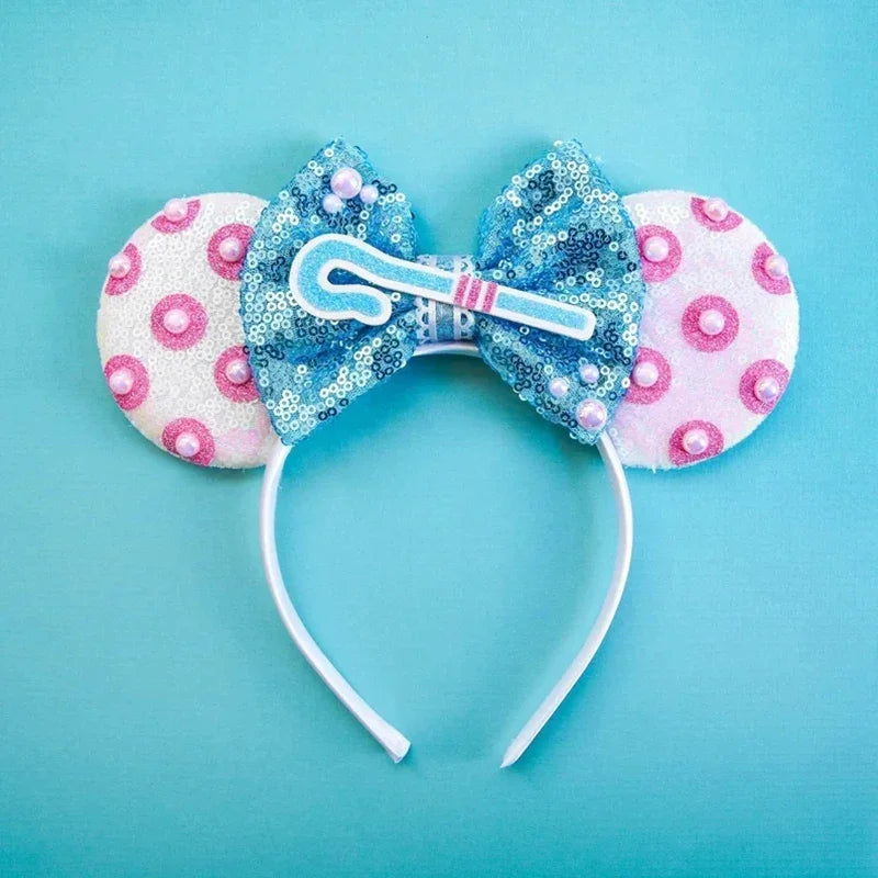 Cute Lilo & Stitch Headbands for Girls Leaves Ears Hair Bands Kids Disney Angel Hair Accessories Women Sequins Bow Baby Headwear