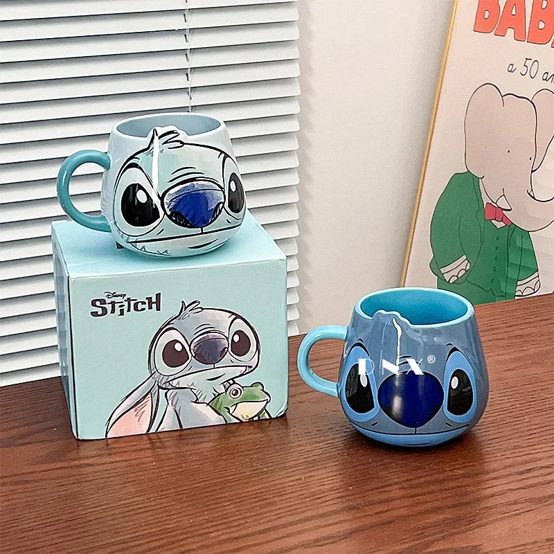 Anime Stitchss Mug ceramic Cup Large Belly Mug Coffee Milk Juice Cup Cartoon Office water bottle Birthday Christmas Gifts