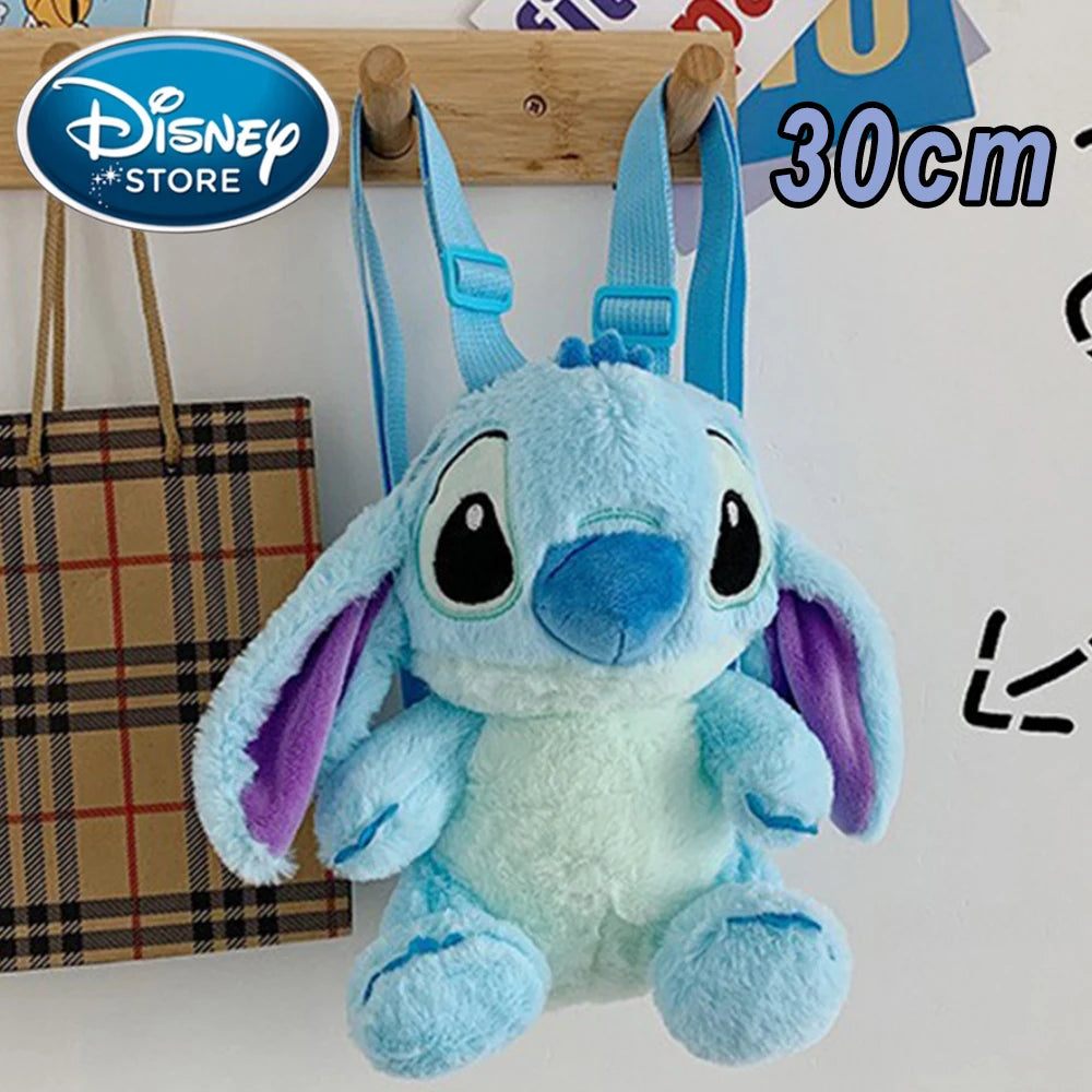 2026 Stitch Plush Backpack Ins Japanese Blue Stitch Funny Cartoon Large-Capacity Student Backpack Kindergarten Bag Child Gift