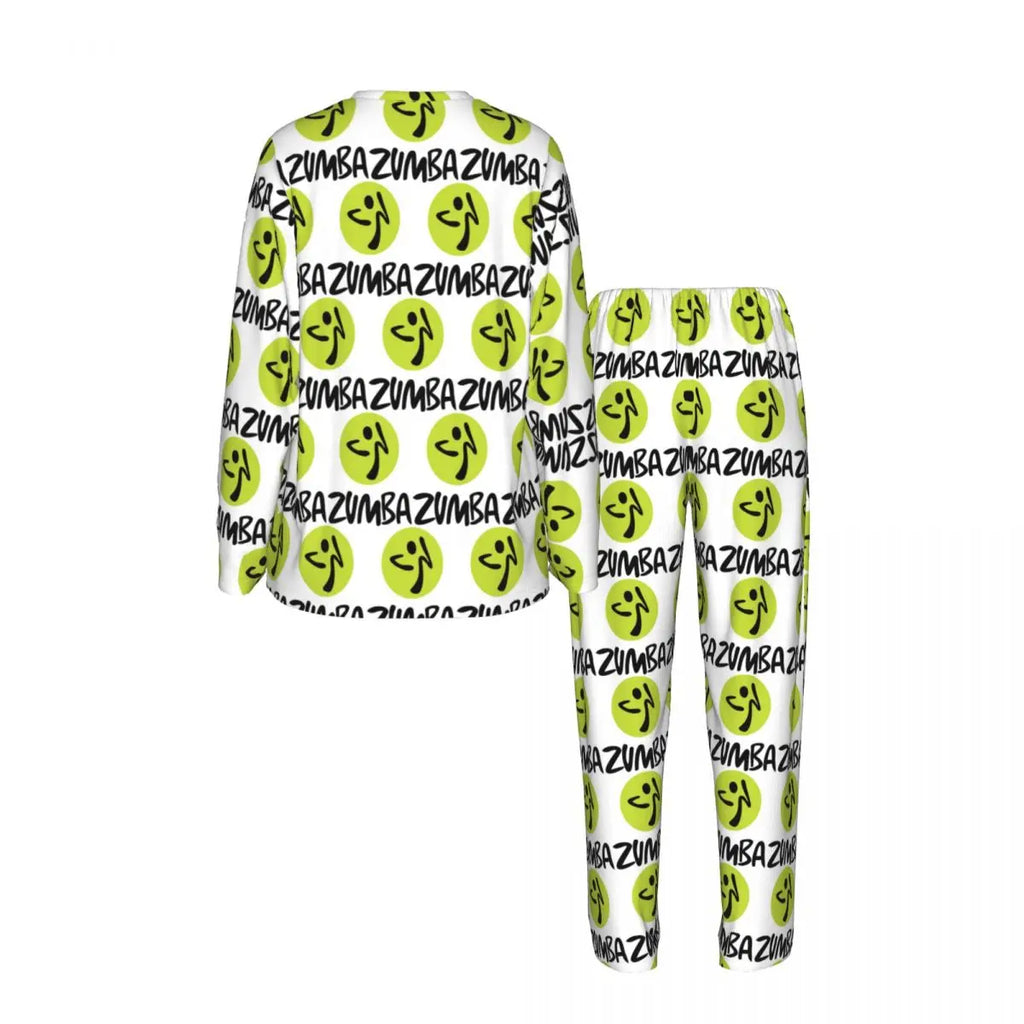 Fitness Zumba Dance Round Neck Long Sleeves Nightdress for Sleeping Sleepshirts Women Soft Pajama Set Long Pants