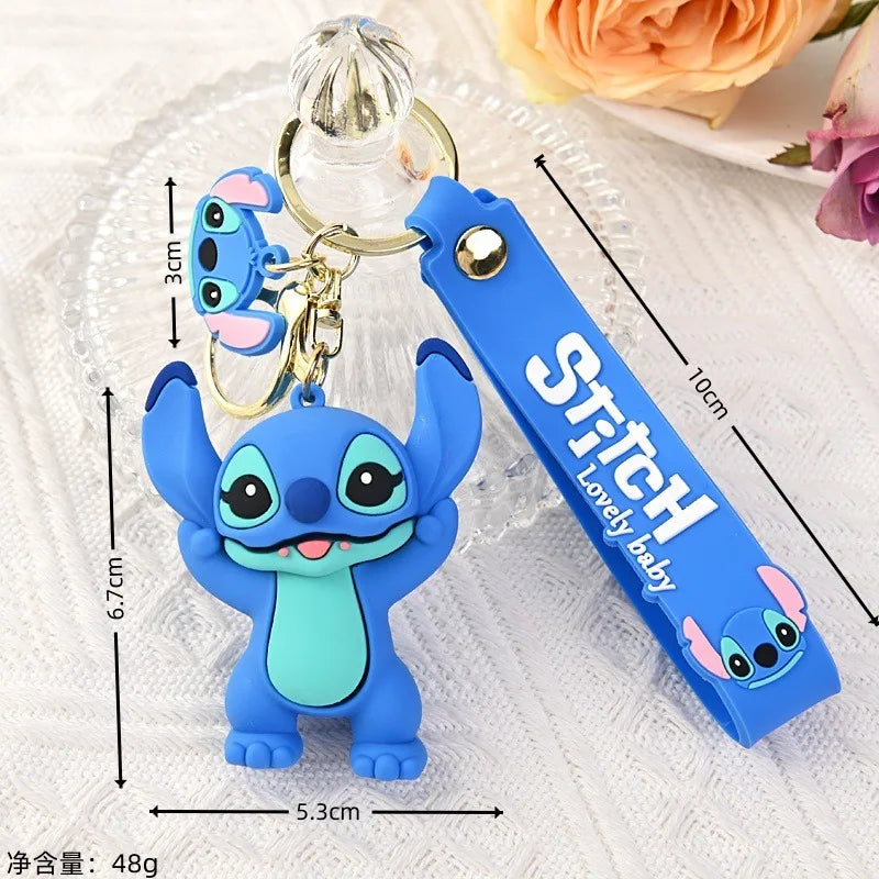 Kawaii Lilo & Stitch Toys Keychian Anime Stitch Pendant Keychain Sweet Pink Angel Keychians Women Car Keyring Girl Birthday Gift