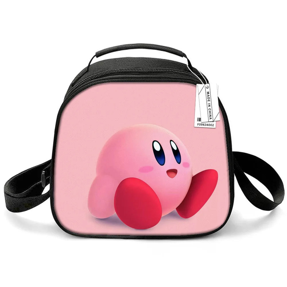 Kirby Game Cute Cartoon Print Insulated Lunch Bag Portable Meal Container Thermal Bag Tote Picnic Lunch Box