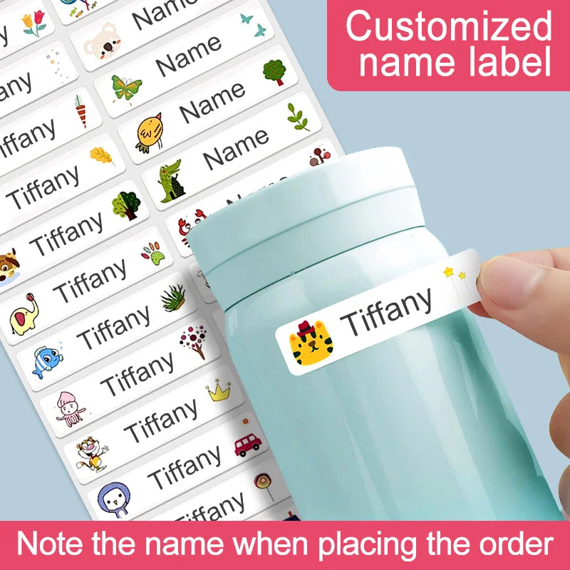 Personalized Water-Resistant Name Stickers Customized for Kids' Bottles, Lunch Boxes & Crafts - Durable Matte Finish Labels