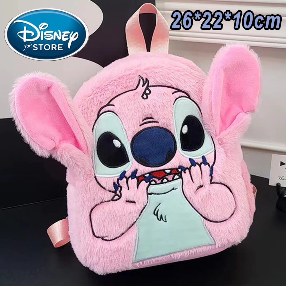 2026 Stitch Plush Backpack Ins Japanese Blue Stitch Funny Cartoon Large-Capacity Student Backpack Kindergarten Bag Child Gift