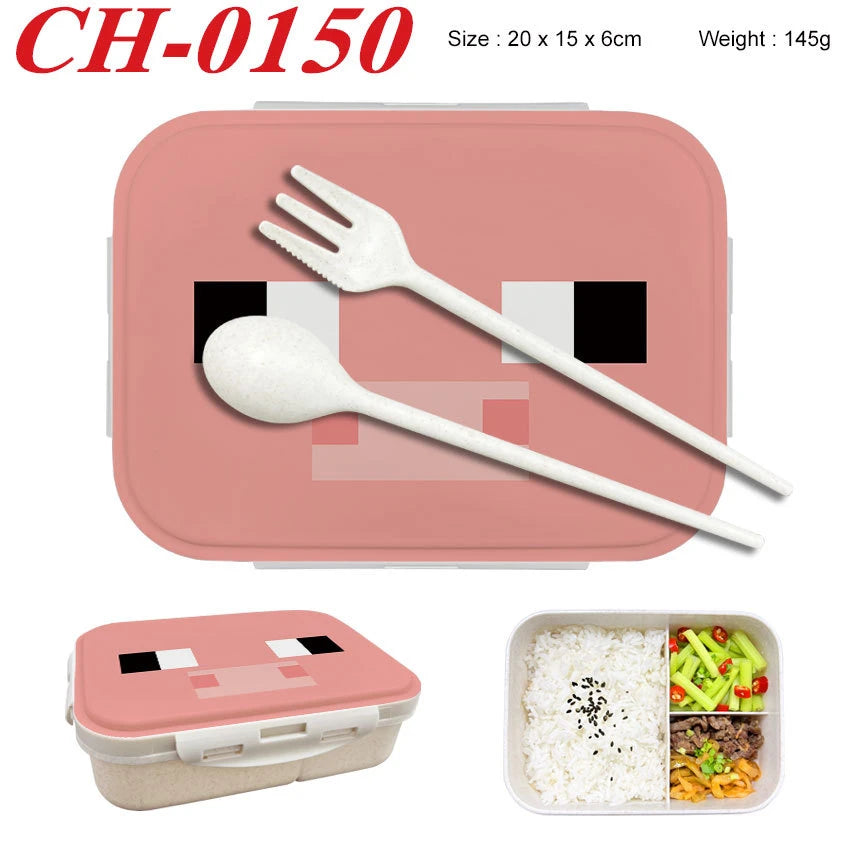 Minecrafted 3-piece Japanese-style insulated lunch box with a detachable handle and lid, suitable for women, backpacking, office