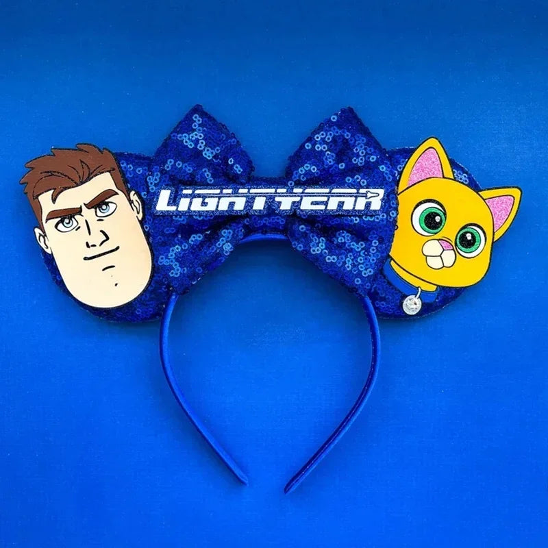 Cute Lilo & Stitch Headbands for Girls Leaves Ears Hair Bands Kids Disney Angel Hair Accessories Women Sequins Bow Baby Headwear