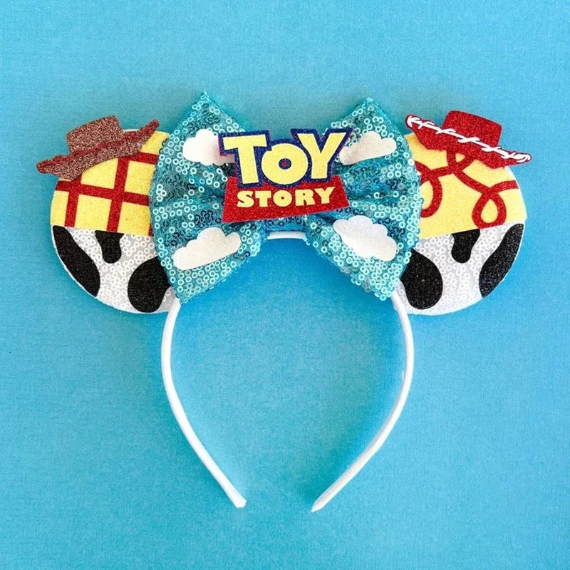 Cute Lilo & Stitch Headbands for Girls Leaves Ears Hair Bands Kids Disney Angel Hair Accessories Women Sequins Bow Baby Headwear