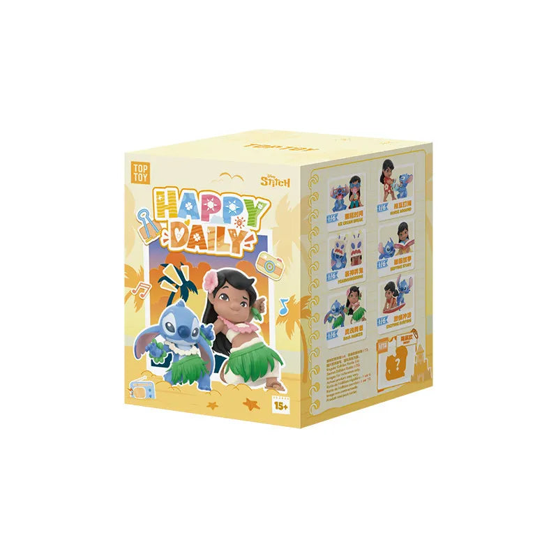 TOPTOY Stitch And Lilo Happy Daily Blind Box Collectible Figurine Removable Accessory Desktop Ornament Birthday Gift