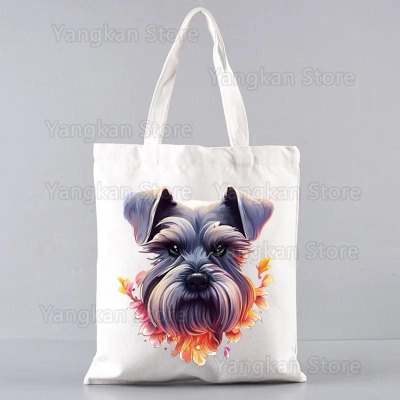 Schnauzer Ladies Handbags Cloth Women Female Foldable Canvas Shoulder Bag Canvas Tote Eco Shopping Bag Canvas Tote Bag Casual