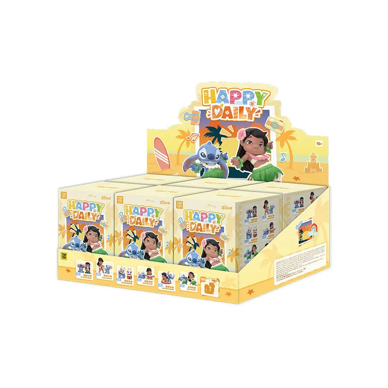 TOPTOY Stitch And Lilo Happy Daily Blind Box Collectible Figurine Removable Accessory Desktop Ornament Birthday Gift