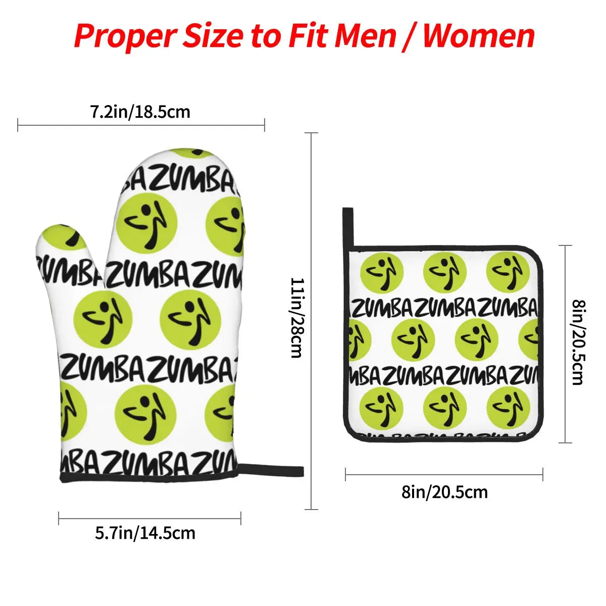 Fitness Zumba Dance Oven Mitts and Pot Holder Sets of 4 for Baking Kitchen Cooking Grilling Resistant Non-Slip Gloves