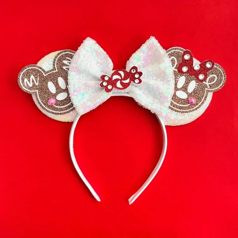 Cute Lilo & Stitch Headbands for Girls Leaves Ears Hair Bands Kids Disney Angel Hair Accessories Women Sequins Bow Baby Headwear