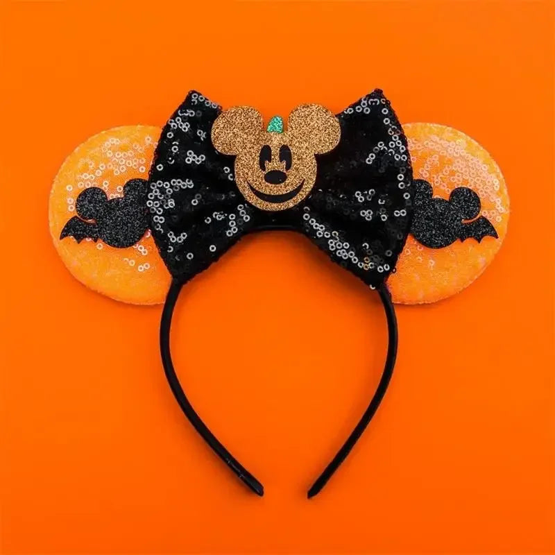 Cute Lilo & Stitch Headbands for Girls Leaves Ears Hair Bands Kids Disney Angel Hair Accessories Women Sequins Bow Baby Headwear