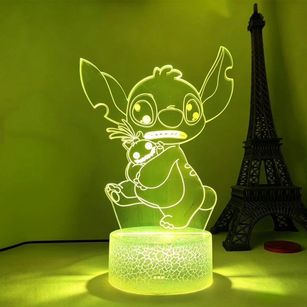 Lilo & Stitch 3D LED Night Light 7/16 Color Smart Touch Room Decor Bedside Night Light Birthday Valentine's Day Christmas Gift