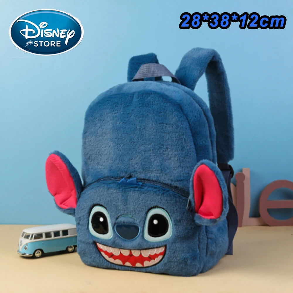 2026 Stitch Plush Backpack Ins Japanese Blue Stitch Funny Cartoon Large-Capacity Student Backpack Kindergarten Bag Child Gift