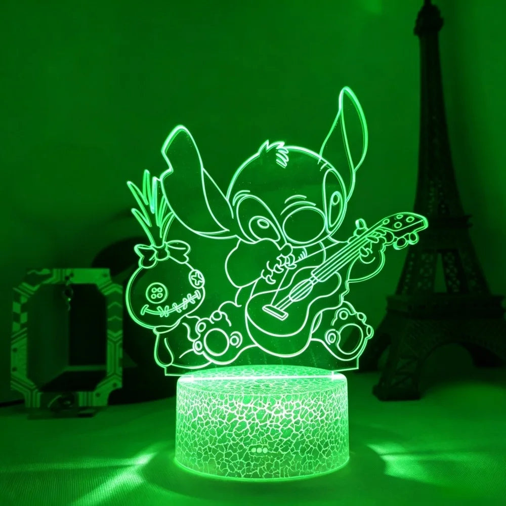 Lilo & Stitch 3D LED Night Light 7/16 Color Smart Touch Room Decor Bedside Night Light Birthday Valentine's Day Christmas Gift