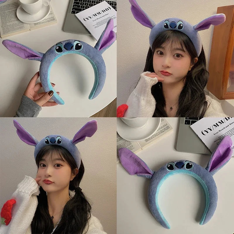 Cute Lilo & Stitch Headbands for Girls Leaves Ears Hair Bands Kids Disney Angel Hair Accessories Women Sequins Bow Baby Headwear
