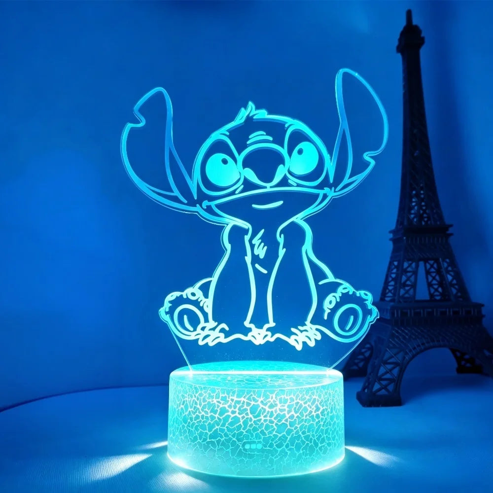 Lilo & Stitch 3D LED Night Light 7/16 Color Smart Touch Room Decor Bedside Night Light Birthday Valentine's Day Christmas Gift
