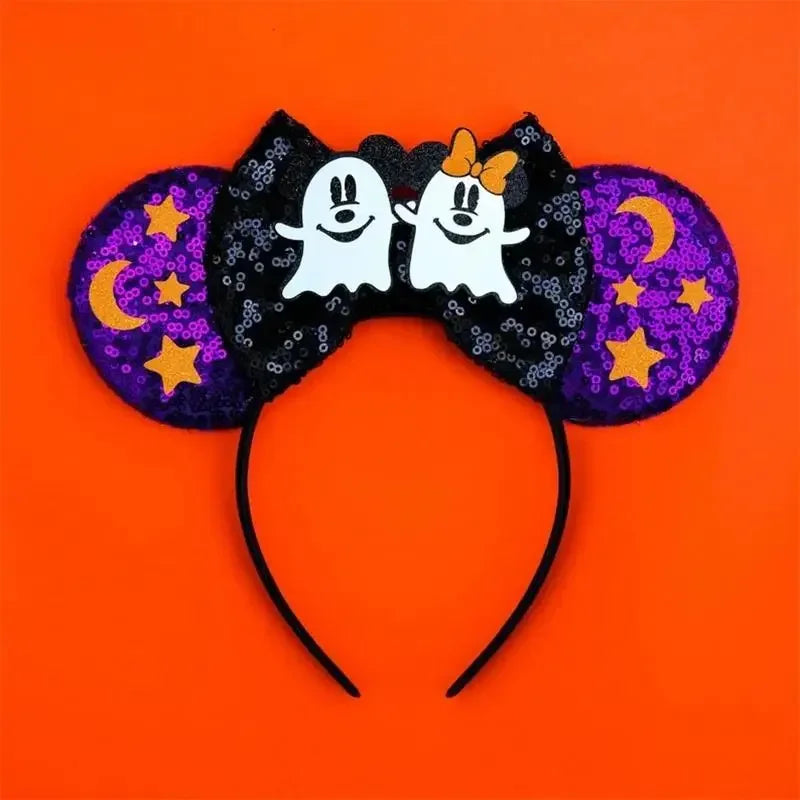 Cute Lilo & Stitch Headbands for Girls Leaves Ears Hair Bands Kids Disney Angel Hair Accessories Women Sequins Bow Baby Headwear