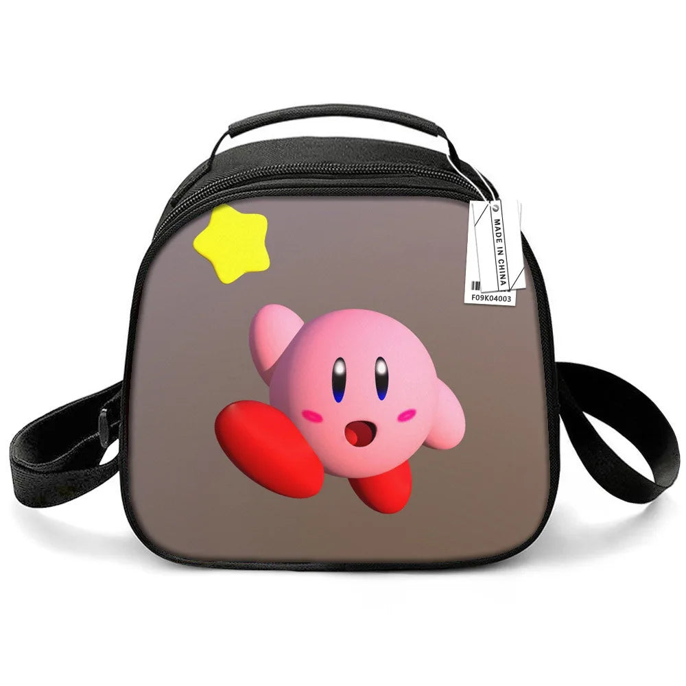 Kirby Game Cute Cartoon Print Insulated Lunch Bag Portable Meal Container Thermal Bag Tote Picnic Lunch Box