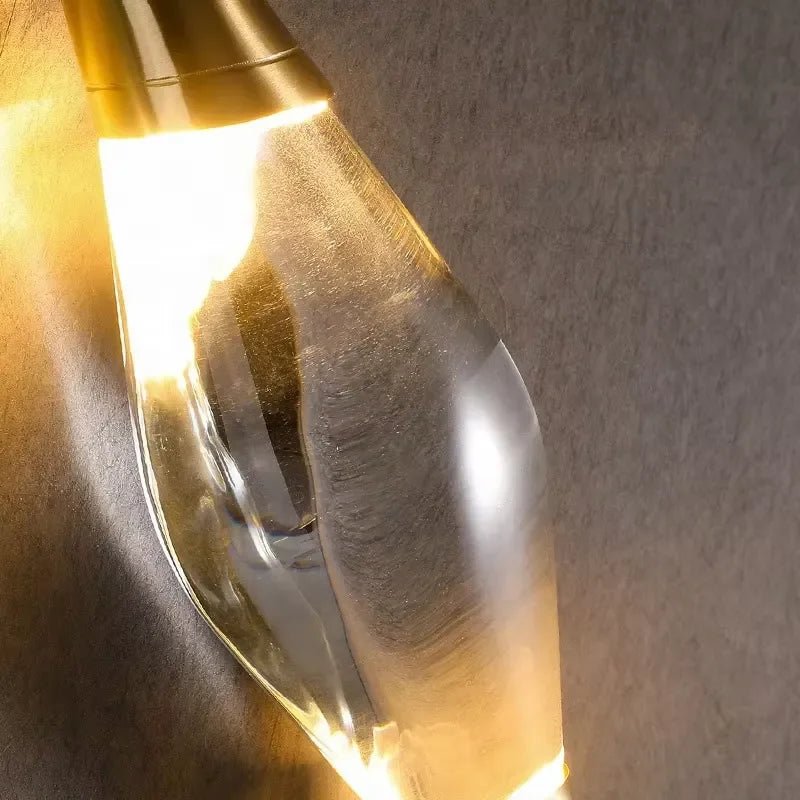 New Design Modern Full Copper Gold Crystal LED Wall Light for Living Room Home Hotel Decoration
