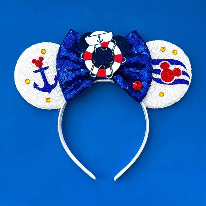 Cute Lilo & Stitch Headbands for Girls Leaves Ears Hair Bands Kids Disney Angel Hair Accessories Women Sequins Bow Baby Headwear