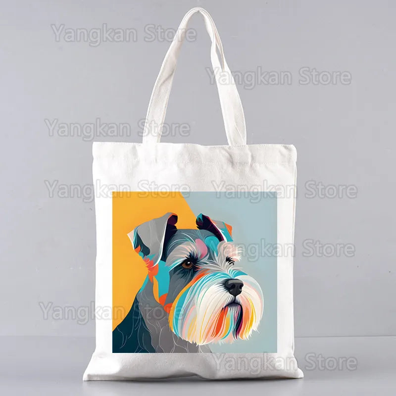 Schnauzer Ladies Handbags Cloth Women Female Foldable Canvas Shoulder Bag Canvas Tote Eco Shopping Bag Canvas Tote Bag Casual