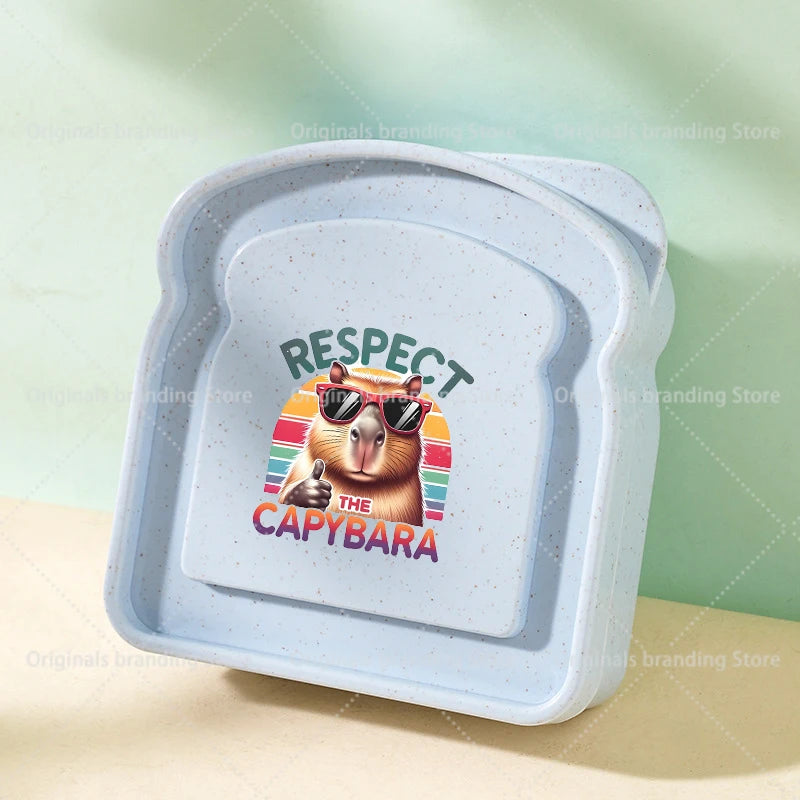 Capybara Portable Lunch Box Sandwich Silicone Toast Shaped Bento Box with Lid Office School Outdoor Lunch Food Container Gift