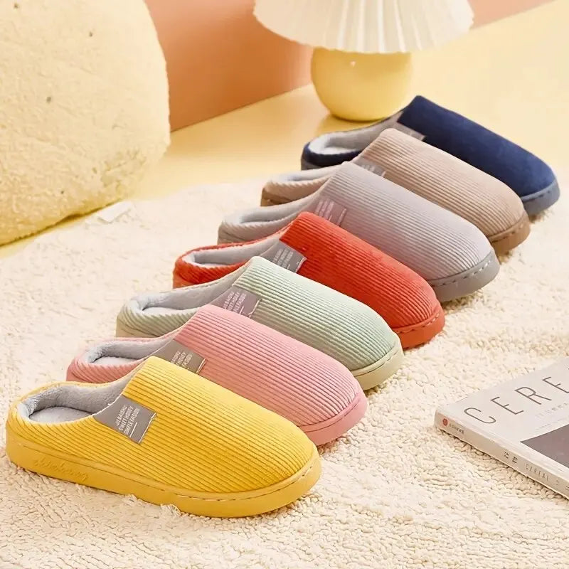 Thick Sole Home Indoor Outside Men And Women Couples Winter Household Warm Fluffy Slippers High Heels Plush Cotton Shoes Ladies