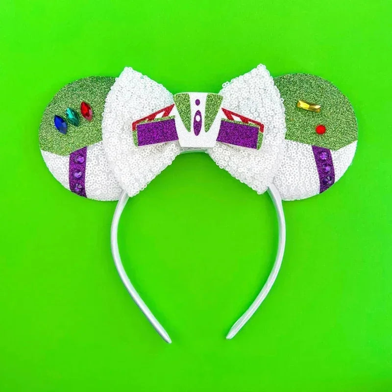 Cute Lilo & Stitch Headbands for Girls Leaves Ears Hair Bands Kids Disney Angel Hair Accessories Women Sequins Bow Baby Headwear