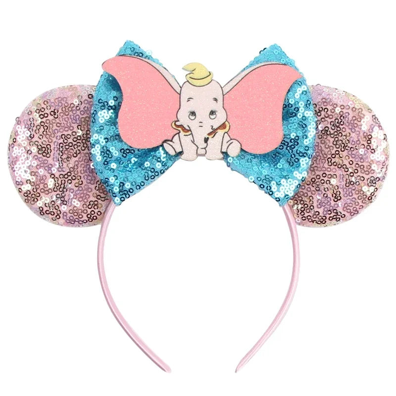 Cute Lilo & Stitch Headbands for Girls Leaves Ears Hair Bands Kids Disney Angel Hair Accessories Women Sequins Bow Baby Headwear
