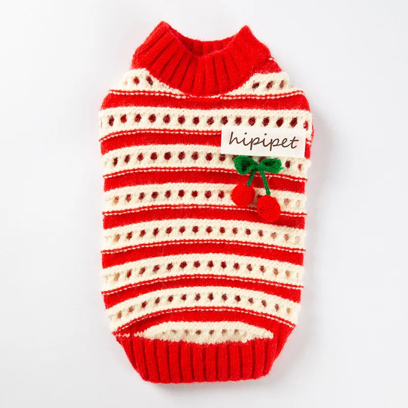 Dog Cherry Sweater Classics Plaid Dog Clothes Small Dogs Winter Pet Coat Chihuahua Bichon Yorkie Puppy Clothing Warm Pullover