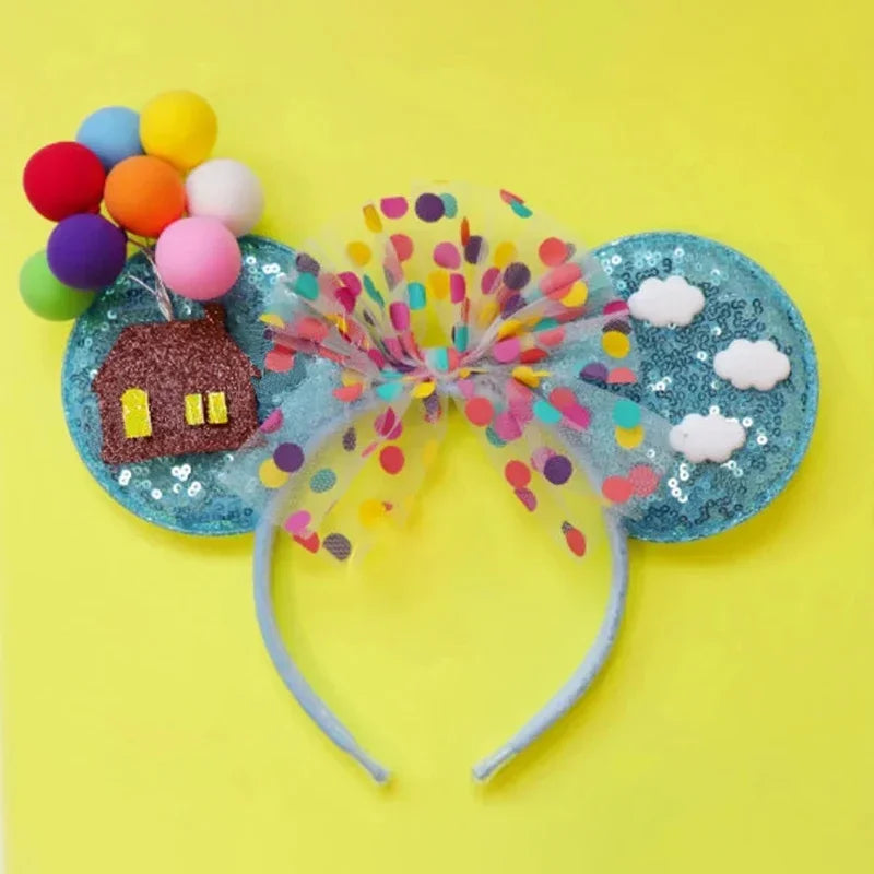 Cute Lilo & Stitch Headbands for Girls Leaves Ears Hair Bands Kids Disney Angel Hair Accessories Women Sequins Bow Baby Headwear