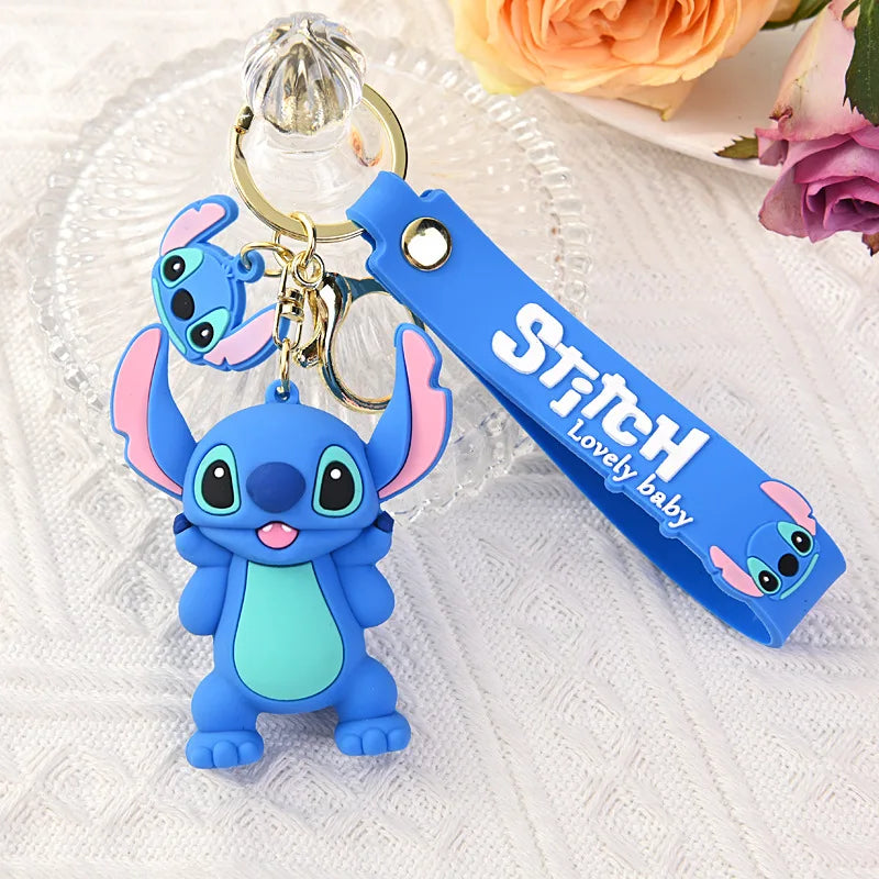 Kawaii Lilo & Stitch Toys Keychian Anime Stitch Pendant Keychain Sweet Pink Angel Keychians Women Car Keyring Girl Birthday Gift