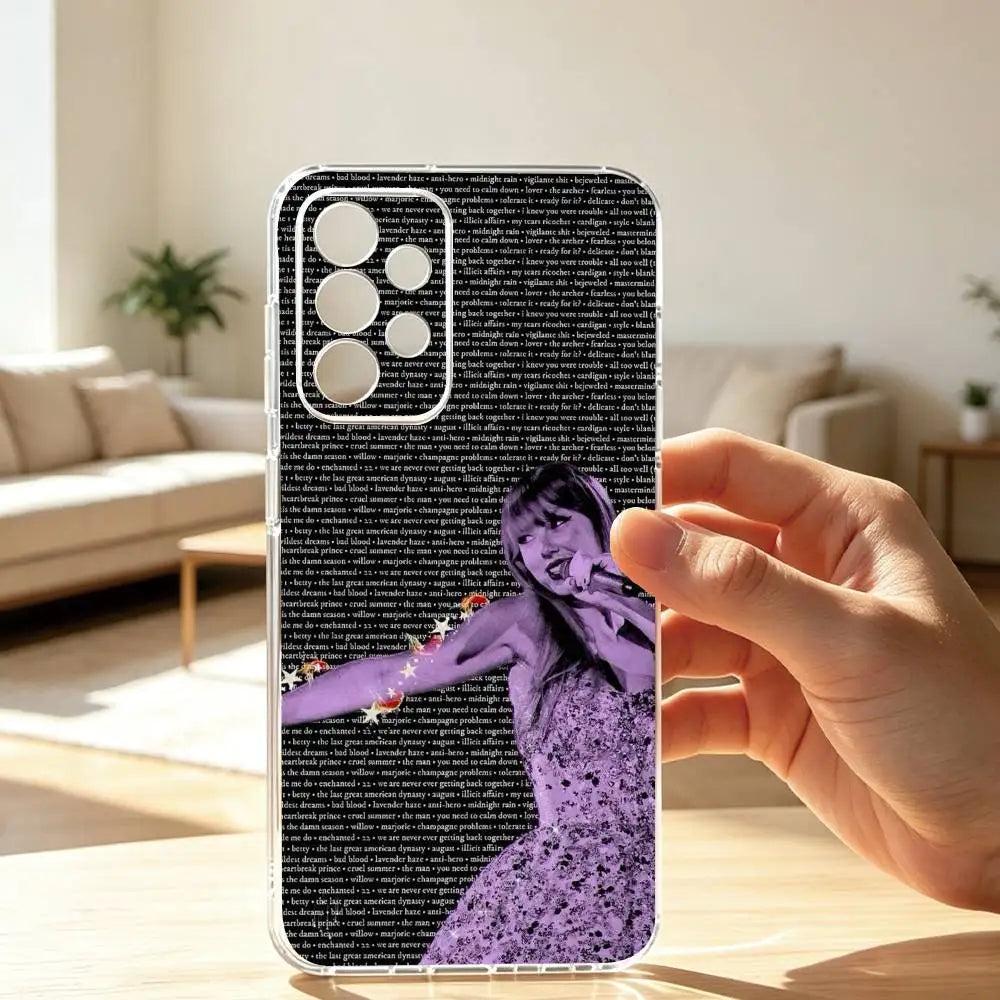S-Singer TaylorES SwiftES Phone Case For Samsung S25,S24,S21,S22,S23,S30,Ultra,S20,Plus,Fe Transparent Cover Gift