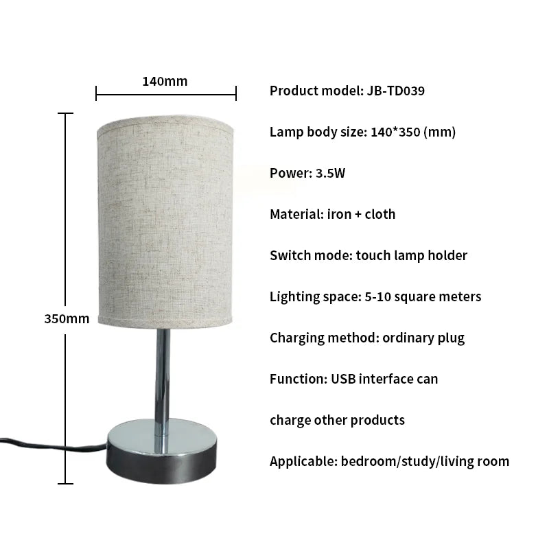 Factory Wholesale Bedroom Indoor Lighting Desk Led Lamp Touch Bedside Cylindrical Table Lamp