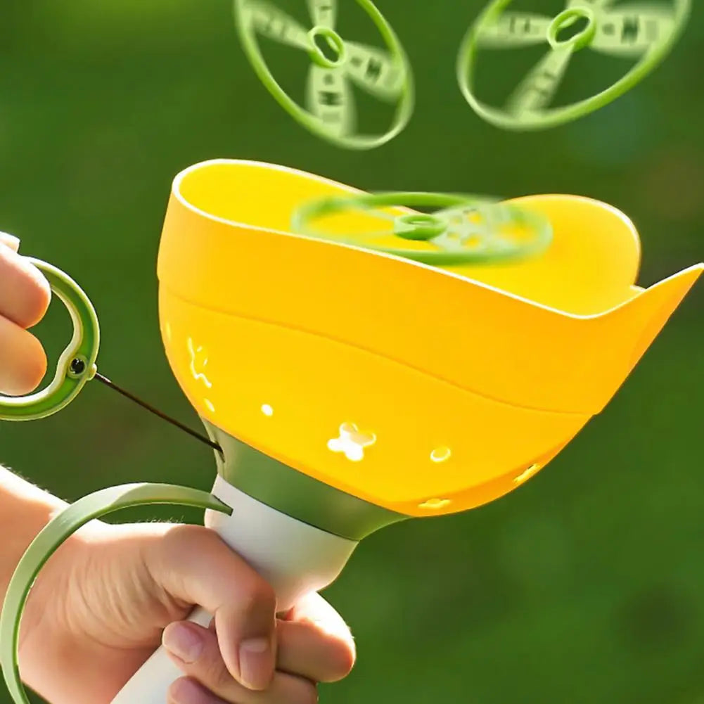 Flying Saucer Disc Launcher Kids Flying Toys Pull String UFO Throw Catch Outdoor Sport Propeller Children Toy Gifts For Boy Girl